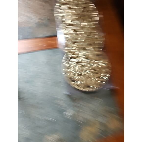 Glitter Round Snowflake Christmas Ornaments LOTS OF GLITTER Set of 4 Gold - Picture 3 of 4